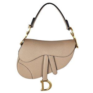 Christian Dior Leather Mini Saddle Bag Beige
